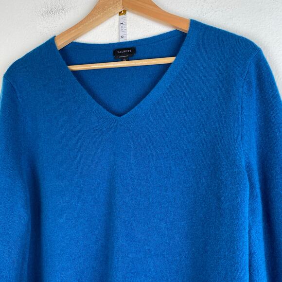Talbots 100% Cashmere V Sweater Size XL Balloon Sleeve Pullover - Picture 4 of 10